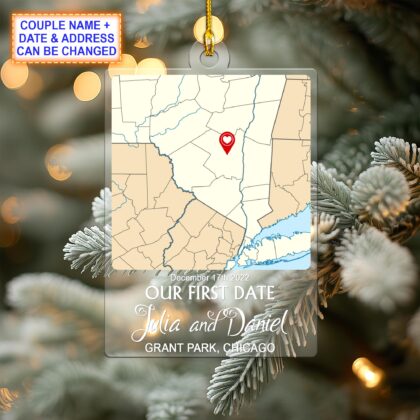 Personalized Map Where It All Began One Side Ornament – Christmas Tree Hanging Decor