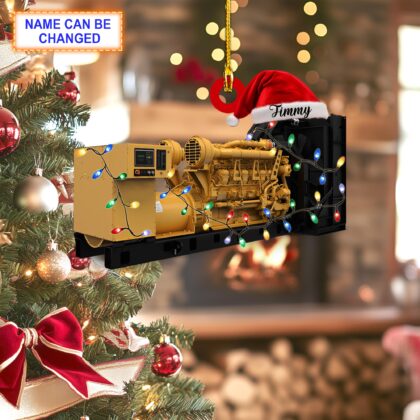 Custom Name Industrial Generator With Santa Hat Christmas Lights Ornament