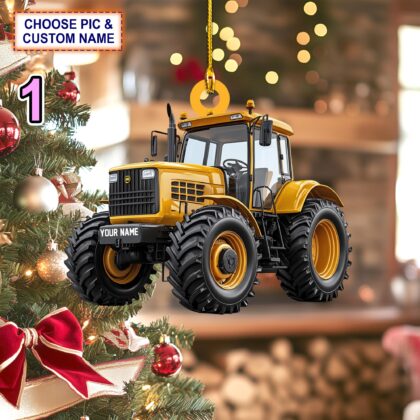 Custom Name Tractor Christmas Personalized Ornament – Christmas Tree Hanging Decor