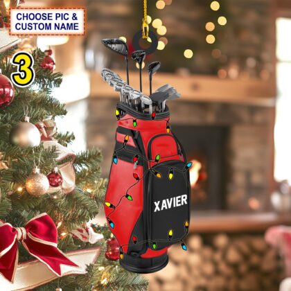 Custom Name Golf Backpacks Christmas Personalized Ornament - Image 3