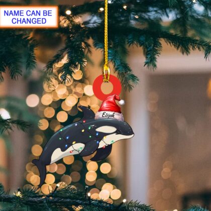 Custom Name Orca Whales Xmas Personalized Ornament – Christmas Tree Hanging Decor