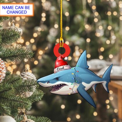 Custom Name Shark Personalized Ornament – Christmas Tree Hanging Decor