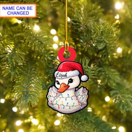 Custom Name Swan Xmas Personalized Ornament – Christmas Tree Hanging Decor