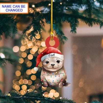 Custom Name Seal Xmas Personalized Ornament – Christmas Tree Hanging Decor