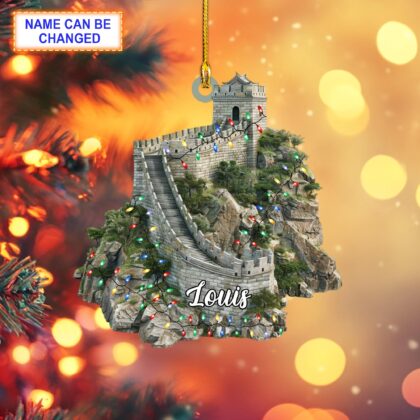 Custom Name Great Wall of China With Christmas Lights Personalized Ornament