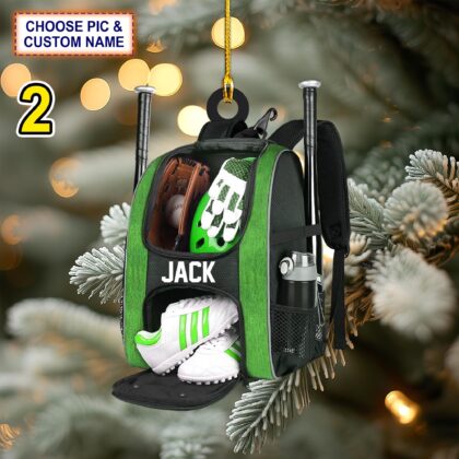 Alternative view of Custom Name Softball Equipment Personalized Ornament – Christmas Tree Hanging Decor