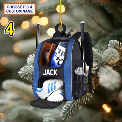 Custom Name Softball Equipment Personalized Ornament – Christmas Tree Hanging Decor - Image 4