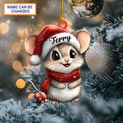Custom Name Cute Mouse Smile Christmas Personalized Ornament