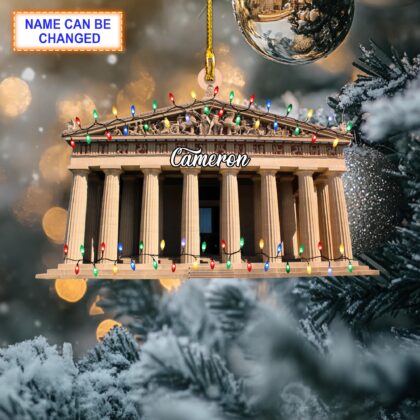 Custom Name Parthenon With Christmas Lights Personalized Ornament