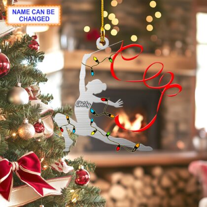 Custom Name Gymnastics Ribbon Dance Personalized Ornament