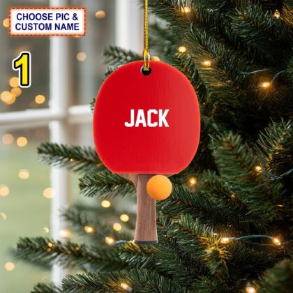 Custom Name Ping Pong Paddle and Ball Personalized Ornament
