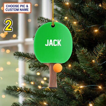 Alternative view of Custom Name Ping Pong Paddle and Ball Personalized Ornament