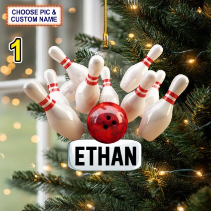 Custom Name Bowling Strike Personalized Ornament – Christmas Tree Hanging Decor