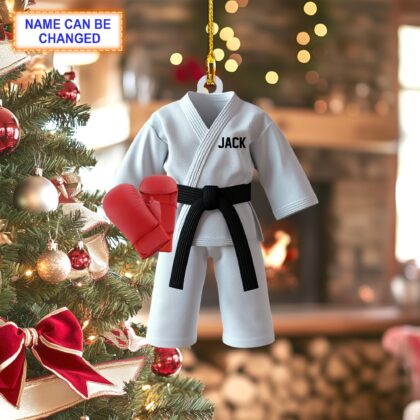 Custom Name Karate Suit Black Belt Personalized Ornament