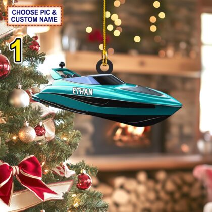 Custom Name Race Boat Speed Personalized Ornament – Christmas Tree Hanging Decor