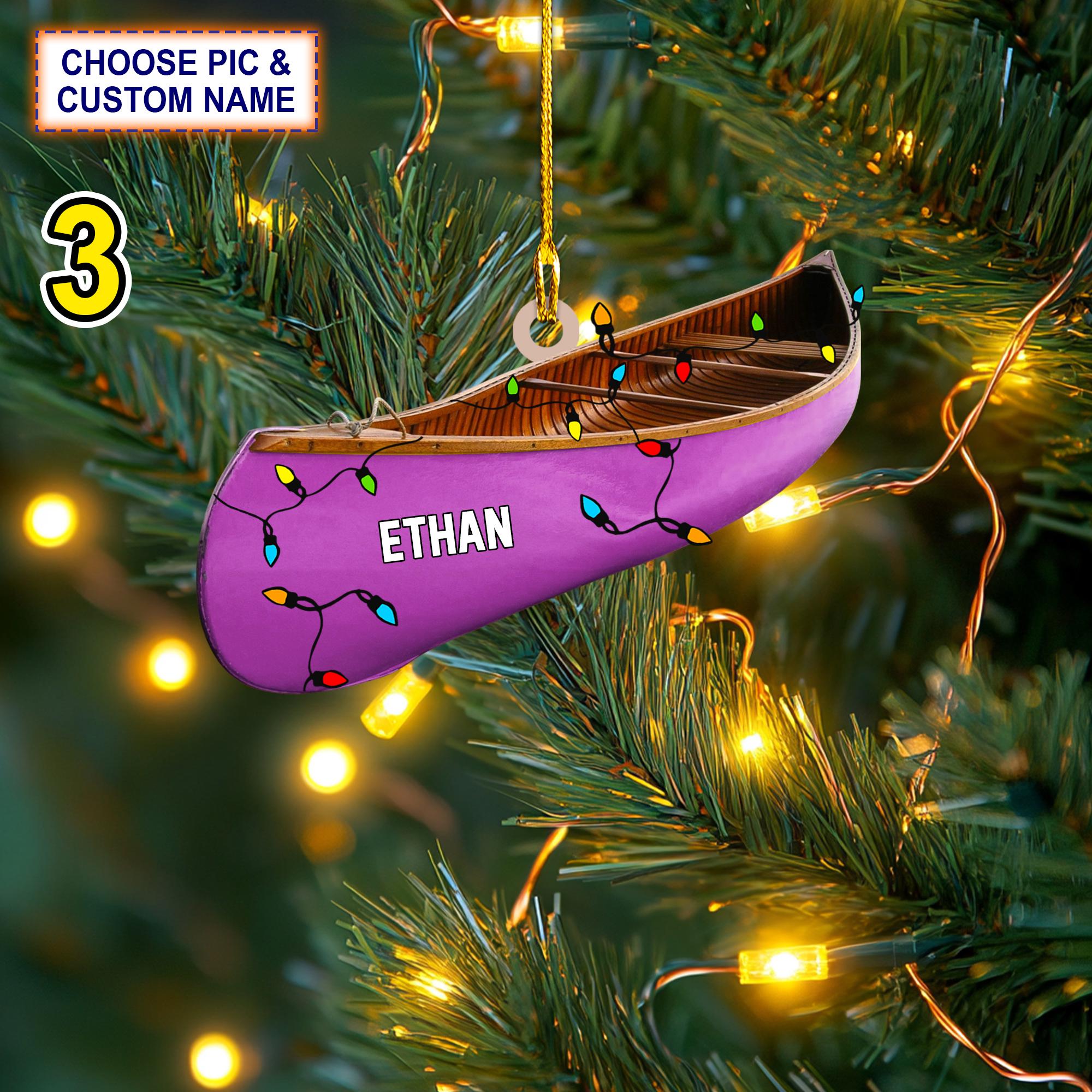 Custom Name Canoe Xmas Personalized Ornament – Christmas Tree Hanging Decor - Image 3