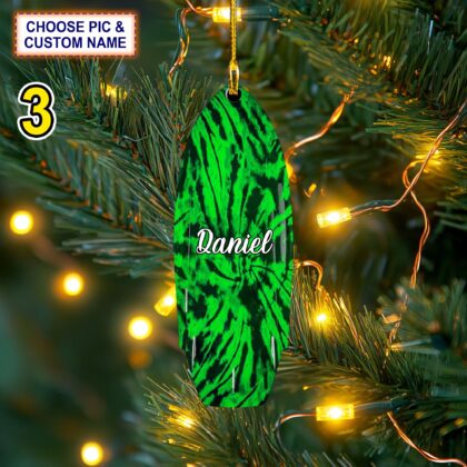 Custom Name Wakesurf Board Tie Dye Personalized Ornament - Image 3
