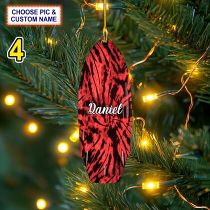 Custom Name Wakesurf Board Tie Dye Personalized Ornament - Image 4