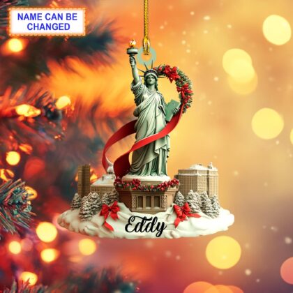 Custom Name Statue of Liberty Xmas Personalized Ornament