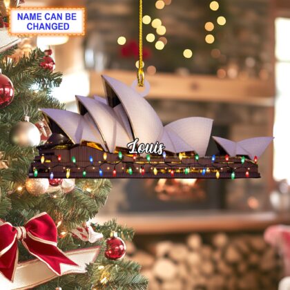 Custom Name Opera House With Christmas Lights Personalized Ornament
