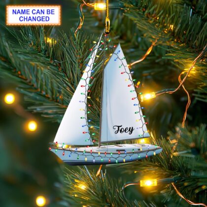 Custom Name Sailboat Personalized Ornament – Christmas Tree Hanging Decor