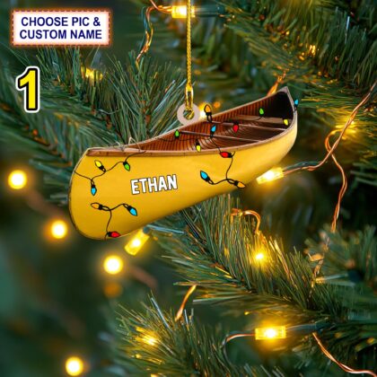 Custom Name Canoe Xmas Personalized Ornament – Christmas Tree Hanging Decor