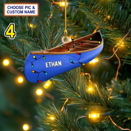 Custom Name Canoe Xmas Personalized Ornament – Christmas Tree Hanging Decor - Image 4