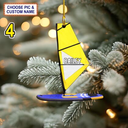 Custom Name Windsurf Board And Sail Personalized Ornament - Image 4