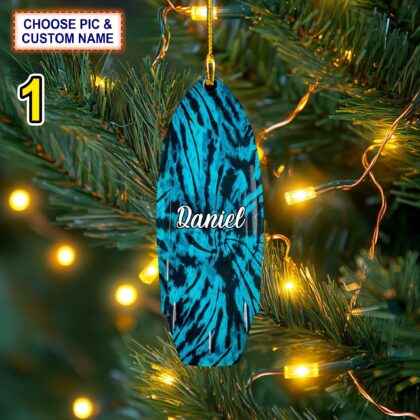 Custom Name Wakesurf Board Tie Dye Personalized Ornament