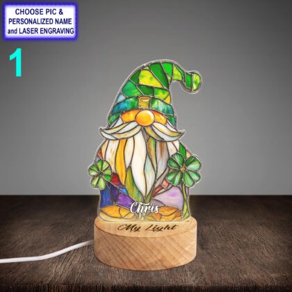 Personalized Shamrock - Ireland Acrylic Night Light with Name Engraving