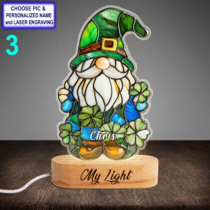 Personalized Shamrock - Ireland Acrylic Night Light with Name Engraving - Image 3
