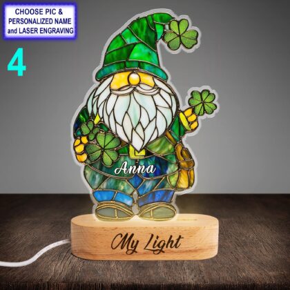 Personalized Shamrock - Ireland Acrylic Night Light with Name Engraving - Image 4