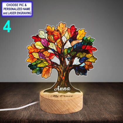 Personalized Colorful Oak Acrylic Night Light with Name Engraving - Image 4