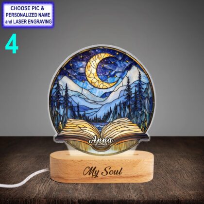 Personalized Night Sky and Book Acrylic Night Light with Name Engraving - Image 4