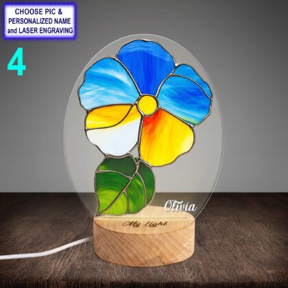 Personalized Morning Glory Flower Acrylic Night Light with Name Engraving - Image 4