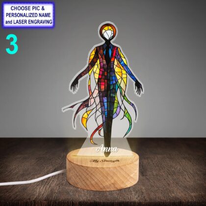 Personalized Slender Man Acrylic Night Light with Name Engraving - Image 3