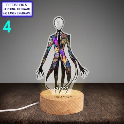 Personalized Slender Man Acrylic Night Light with Name Engraving - Image 4