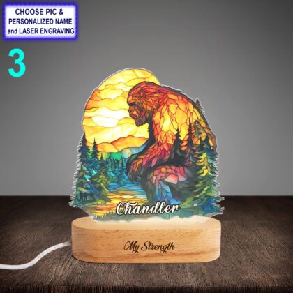 Personalized Colorful Sasquatch Acrylic Night Light with Name Engraving - Image 3