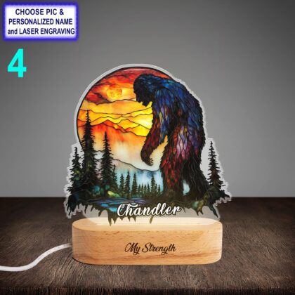 Personalized Colorful Sasquatch Acrylic Night Light with Name Engraving - Image 4