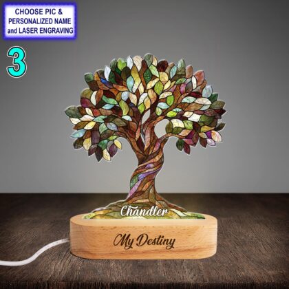 Personalized Laurel Acrylic Night Light with Name Engraving - Image 3