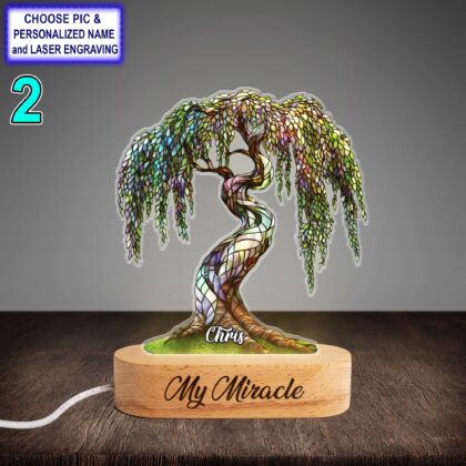 Alternative view of Personalized Beautiful Willow Tree Acrylic Night Light with Name Engraving