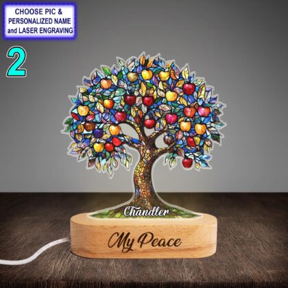Alternative view of Personalized Apple Orchard Tree Acrylic Night Light with Name Engraving
