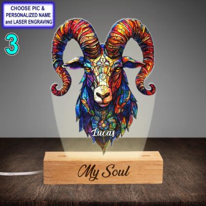 Personalized Capricorn Zodiac Acrylic Night Light with Name Engraving - Image 3