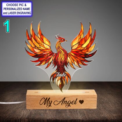 Personalized Colorful Phoenix Acrylic Night Light with Name Engraving
