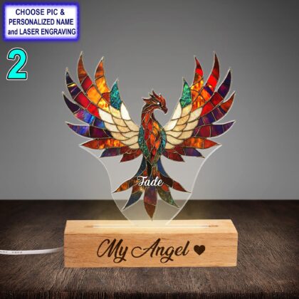 Alternative view of Personalized Colorful Phoenix Acrylic Night Light with Name Engraving