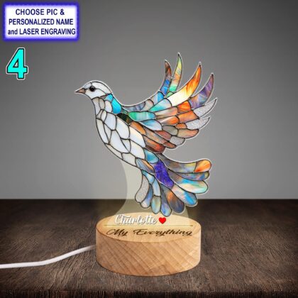 Personalized Beautiful Dove Acrylic Night Light with Name Engraving - Image 4