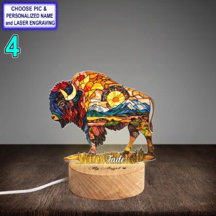 Personalized Colorful Bison Acrylic Night Light with Name Engraving - Image 4