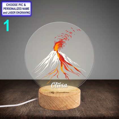 Personalized Volcano Acrylic Night Light with Name Engraving