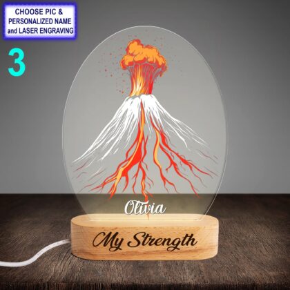 Personalized Volcano Acrylic Night Light with Name Engraving - Image 3