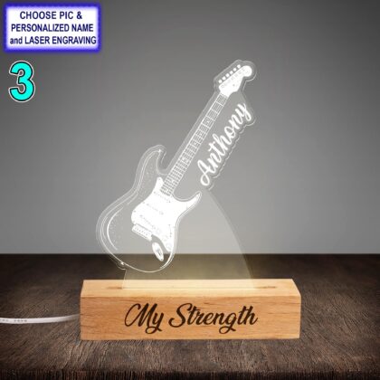 Personalized Electric Guitar Acrylic Night Light with Name Engraving - Image 3